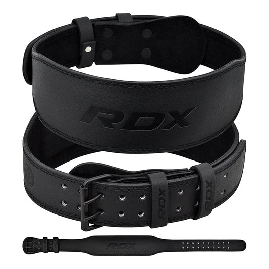 RDX 4 Inch Leather Weightlifting Gym Belt#color_black