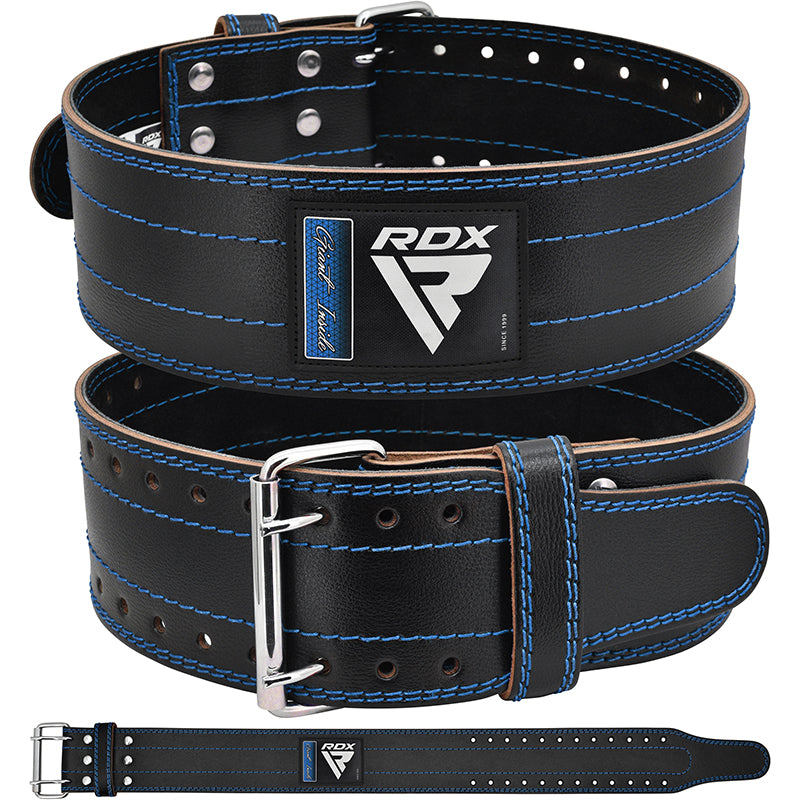 RDX RD1 4â  Powerlifting Leather Gym Belt#color_blue