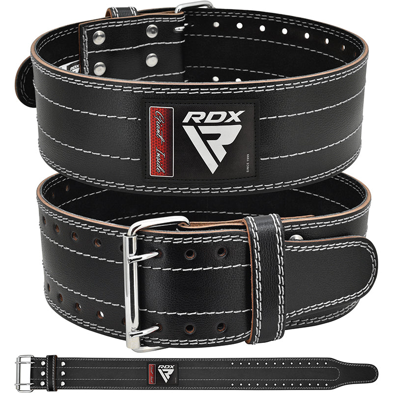 RDX RD1 4â  Powerlifting Leather Gym Belt#color_white