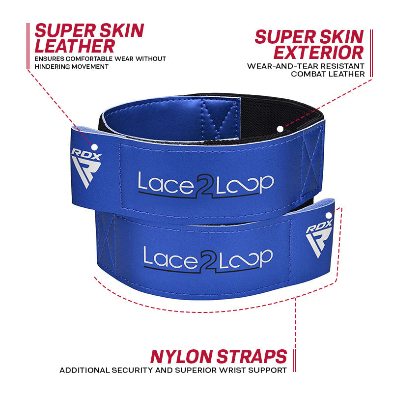 RDX T2 Wrist Straps for Lace-Up Boxing Gloves#color_blue
