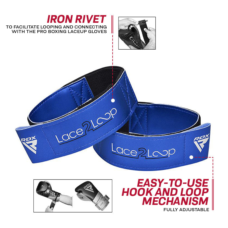 RDX T2 Wrist Straps for Lace-Up Boxing Gloves#color_blue